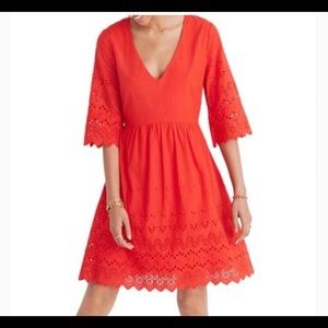 Madewell Eyelet Lattice red dress size 8 EUC